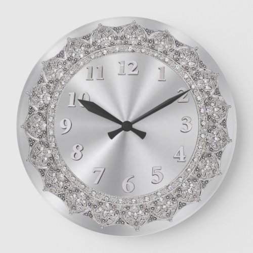 Jeweled Silver 2 Large Clock