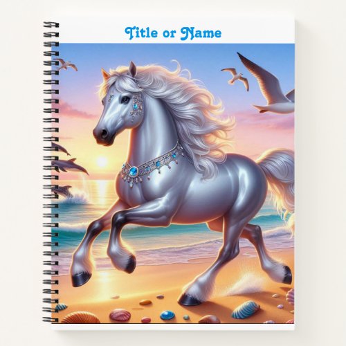 Jeweled Silver Horse Notebook