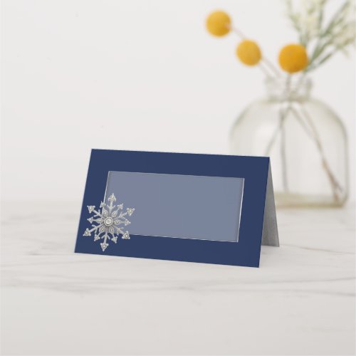 Jeweled Snowflake Wedding Folded Place Card