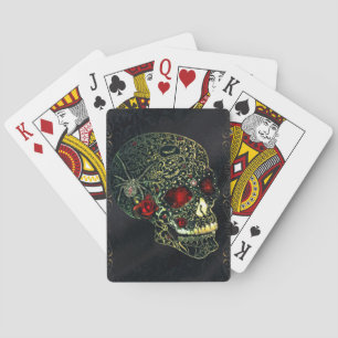 Jeweled Spider Skull & Roses Glam Gothic Filigree Poker Cards