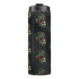 Jeweled Spider Skull & Roses Glam Gothic Filigree Thermal Tumbler