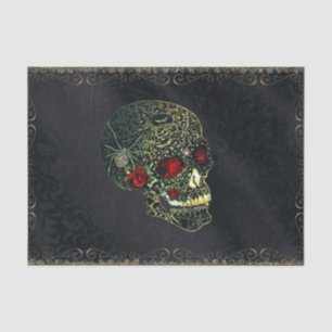 Jeweled Spider Skull & Roses Glam Gothic Party Tissue Paper