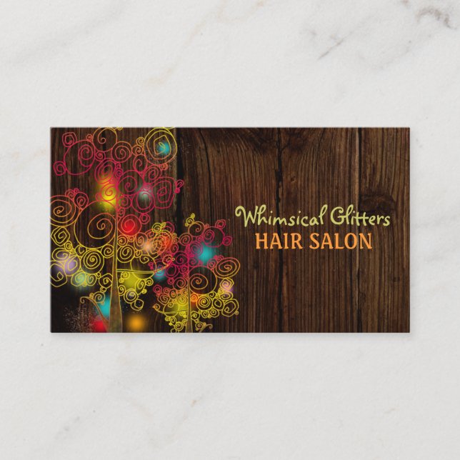 Jeweled Spiral Trees Hair Stylist Business Card (Front)