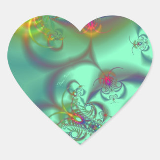 Jeweled Staircase - Abstract Emerald Kaleidoscope Heart Sticker
