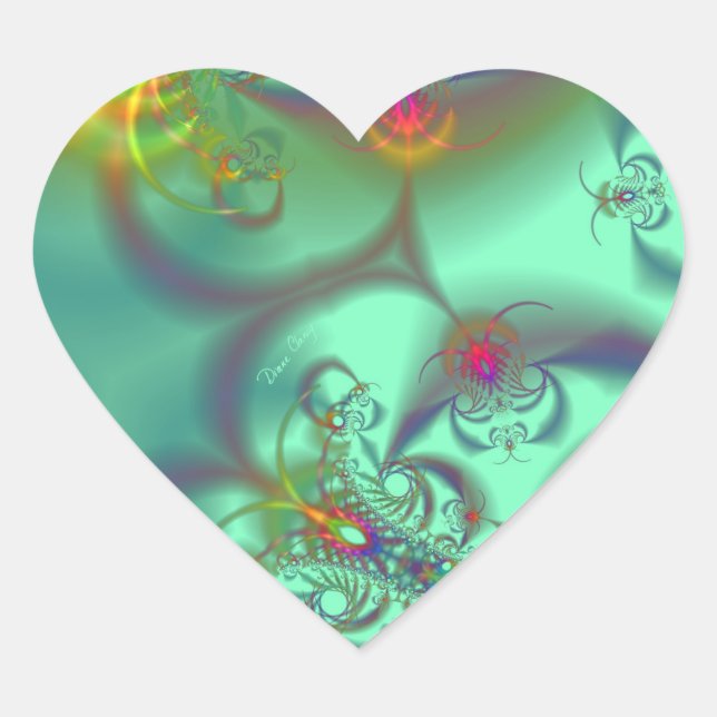 Jeweled Staircase - Abstract Emerald Kaleidoscope Heart Sticker (Front)