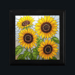 Jeweled Sunflowers Jewelry Gift Box<br><div class="desc">Elegant vibrant jeweled center sunflowers pattern in a stained glass effect. Delicate and cheerful. Perfect for store jewelry and other treasures,  or give as a personal gift.</div>