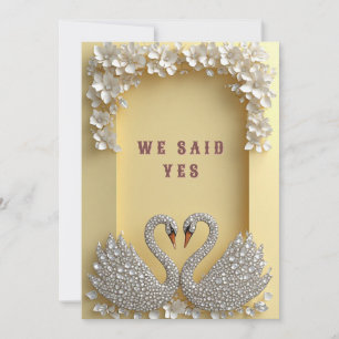 🌸 Jeweled Swan Couple Elegant Gold Theme 💖 Invitation