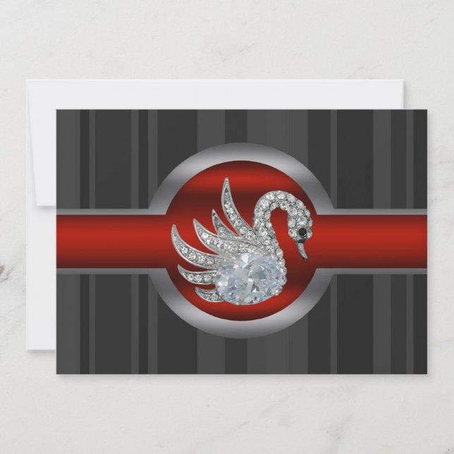 Jeweled Swan Party Invitation (Front)