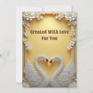 Jeweled Swans Facing Elegant Mirror Scene Save The Date