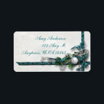Jeweled Teal and Silver Christmas Address Labels<br><div class="desc">Richly layered design in deep teal and silver featuring satin ribbons,  beads,  a silver filigree star,  diamond key,  silver ornament and holly. Background is textured and distressed with twinkle highlights. Matching products available.</div>
