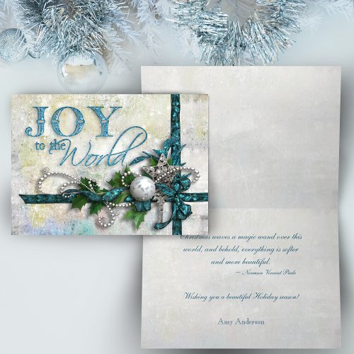 Jeweled Teal and Silver Christmas Card