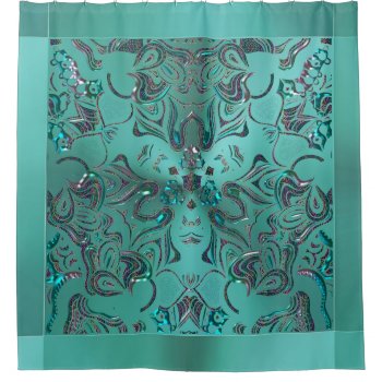 Jeweled Teal Mandala Shower Curtain by BecometheChange at Zazzle