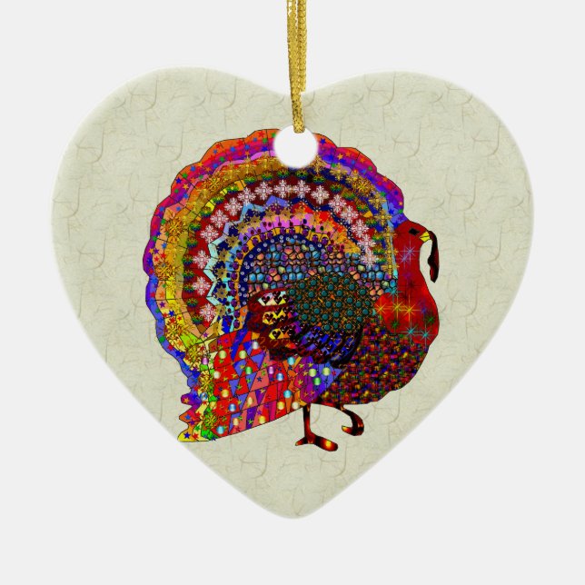 Jeweled Turkey Ceramic Ornament (Front)