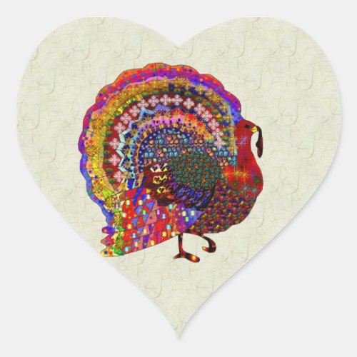 Jeweled Turkey Heart Sticker