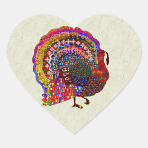Jeweled Turkey Heart Sticker