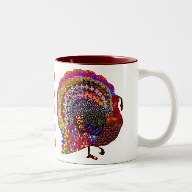 Jeweled Turkey Two-Tone Coffee Mug (Right)