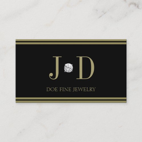 Jeweler Diamond Black/Gold Stripes Business Card