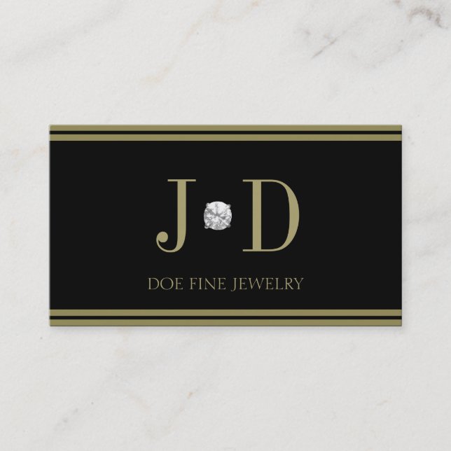 Jeweler Diamond Black/Gold Stripes Business Card (Front)