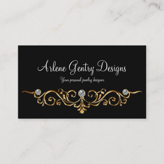 Jeweler Elegant Faux Bling Business Cards (Front)