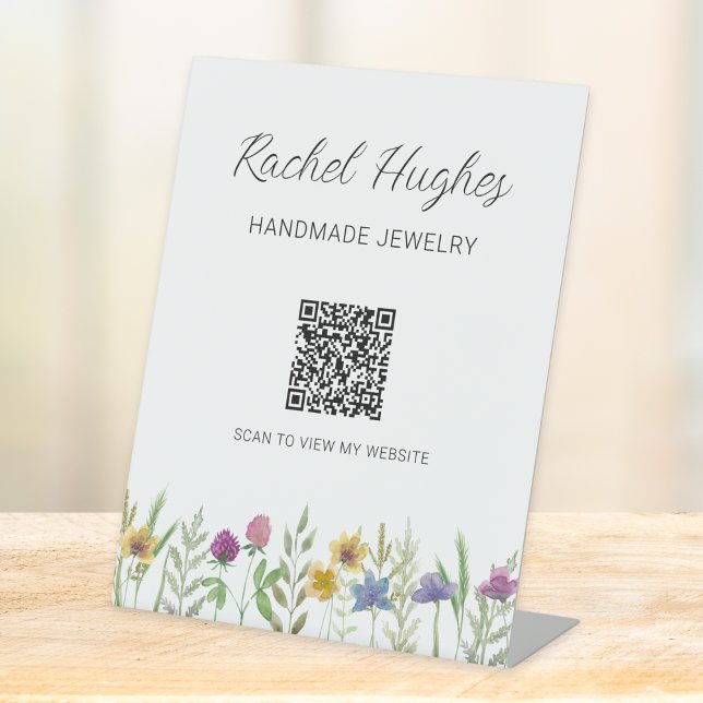 Jeweler Floral Display QR Code Pedestal Sign (Creator Uploaded)