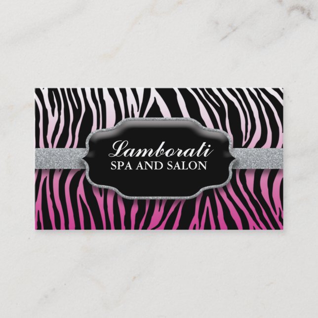 Jeweler Jewelry Zebra Print Diamond Pink Business Card (Front)