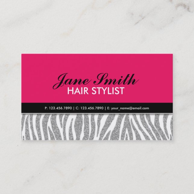 Jeweler Jewelry Zebra Print Diamond Sparkle Business Card (Front)