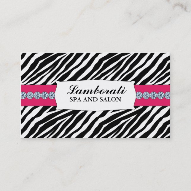 Jeweler Jewelry Zebra Print Diamond Sparkle Business Card (Front)