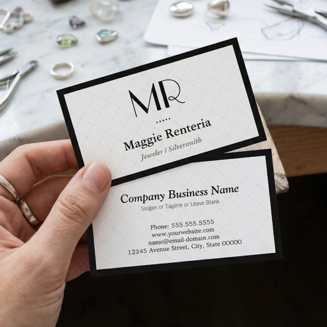 Jeweler / Silversmith - Clean Stylish Monogram Business Card (Creator Uploaded)