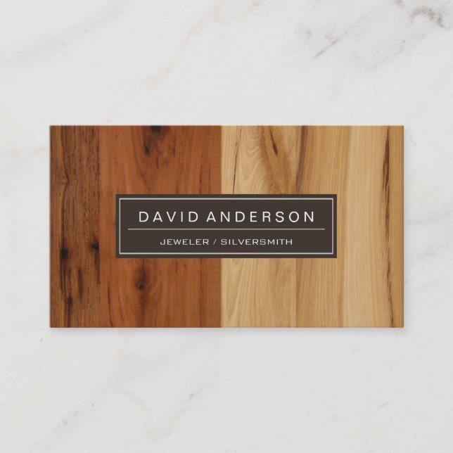 Jeweler / Silversmith - Wood Grain Look Business Card (Front)