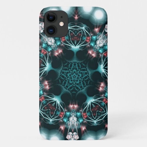 Jewelia  Aqua Green Fractal Jewels  iPhone 11 Case