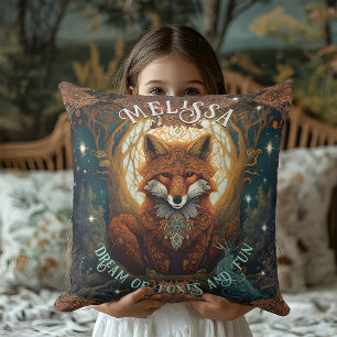 Jewelled and Moonlit Celtic Fox Personalised Throw Pillow