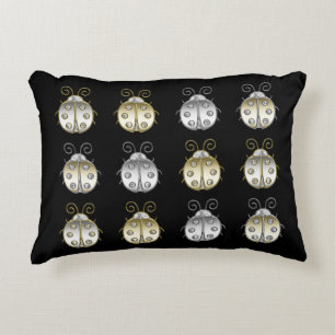 Jewelled Ladybugs Gold Silver Diamond Accent Pillow