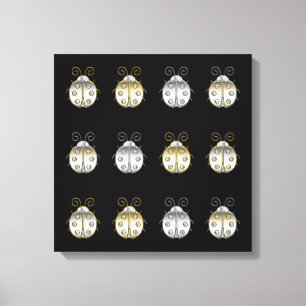 Jewelled Ladybugs Gold Silver Diamond Canvas Print