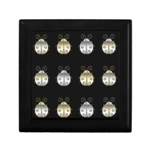 Jewelled Ladybugs Gold Silver Diamond Keepsake Box