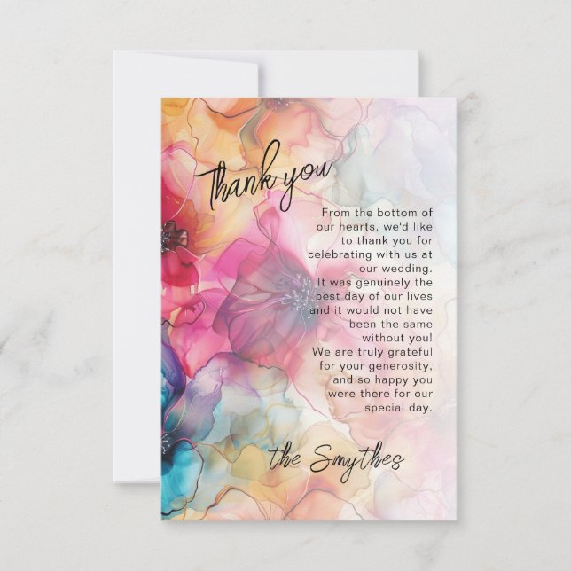 Jewelled Luxe Pinks Purples Glamor Thankyou Card (Front)
