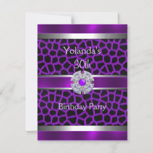 Jewelled Purple Silver Trim 30th Birthday Party 4 Invitation