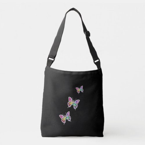 Jewelled Rainbow Crystal Butterflies Crossbody Bag