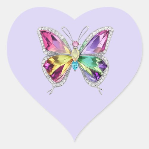 Jewelled Rainbow Crystal Butterfly Heart Sticker