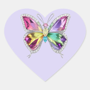Jewelled Rainbow Crystal Butterfly Heart Sticker
