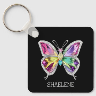 Jewelled Rainbow Crystal Butterfly Keychain