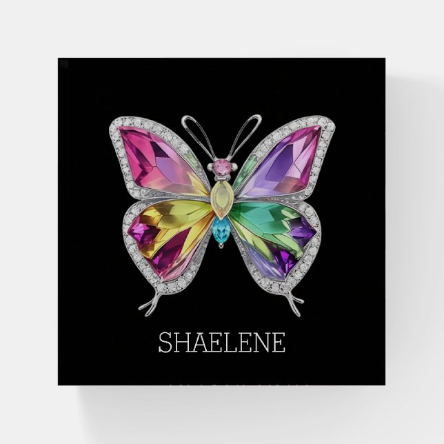 Jewelled Rainbow Crystal Butterfly Paperweight (Front)