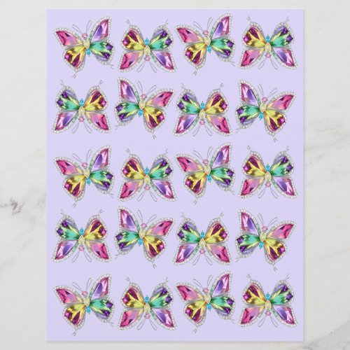 Jewelled Rainbow Crystal Butterfly Scrapbook Paper
