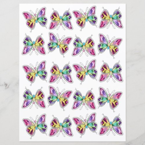 Jewelled Rainbow Crystal Butterfly Scrapbook Paper