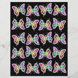 Jewelled Rainbow Crystal Butterfly Scrapbook Paper