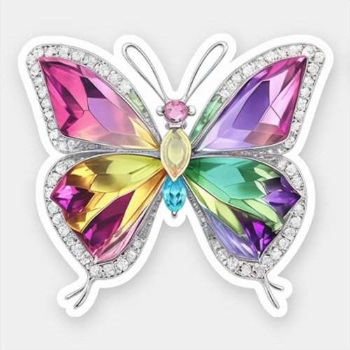 Jewelled Rainbow Crystal Butterfly Sticker