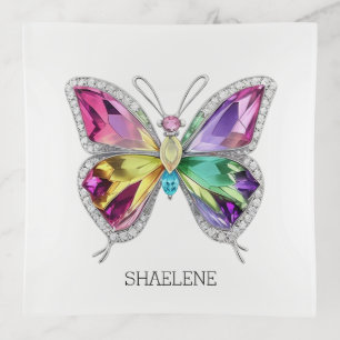 Jewelled Rainbow Crystal Butterfly Trinket Tray