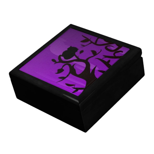 Jewellery Box - Purple&Black Owl Silhouette Design (Side)