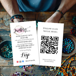 Jewellery Care Card Insert Custom Business Logo