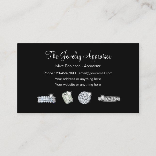 Jewelry Appraiser Classy Business Cards (Front)