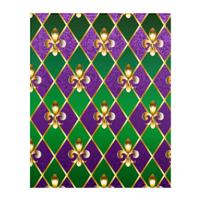 Jewelry Background Mardi Gras Acrylic Print (Front)